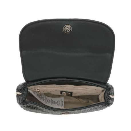 Sac à main tressé noir avec détails dorés et bandoulière amovible - Image 4