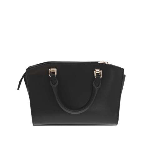Sac à main noir avec détails dorés et bandoulière réglable et amovible - Image 3