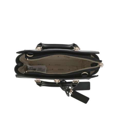Sac à main noir avec détails dorés et bandoulière réglable et amovible - Image 4