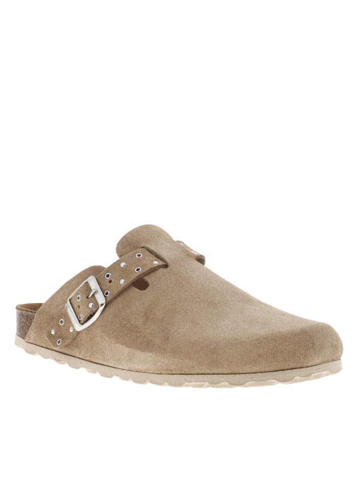 Mules en cuir taupe style...