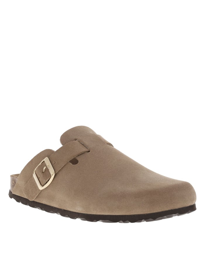 Mules en cuir taupe style...