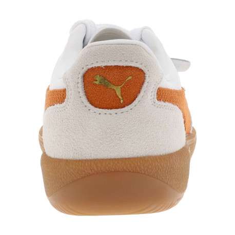 Tennis blanches et oranges avec des empiècements en daim et à lacets plats - Image 6