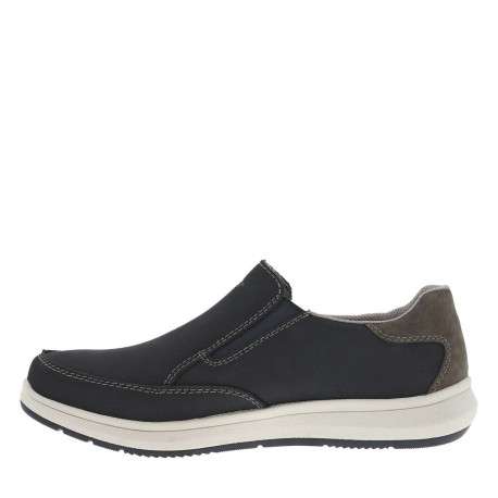 Sneakers en cuir bleues marine à surpiqûres grises et à fermeture slip-on