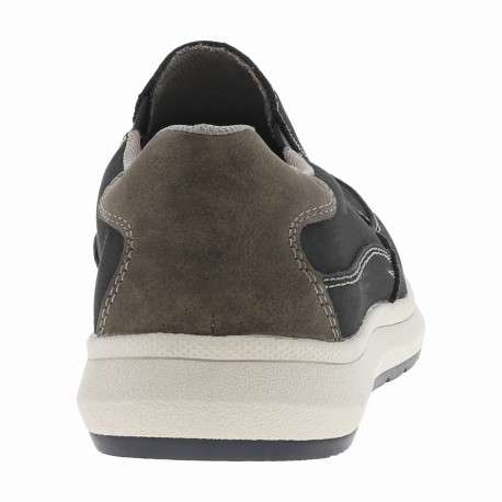 Sneakers en cuir bleues marine à surpiqûres grises et à fermeture slip-on - Image 6