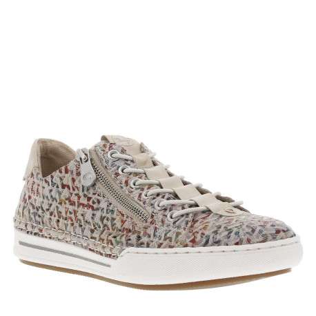 Tennis en cuir multicolores ajourées sur les côtés à semelle plate et à zip - Image 3