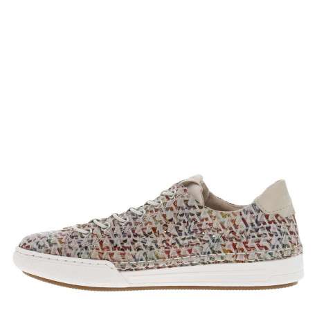Tennis en cuir multicolores ajourées sur les côtés à semelle plate et à zip