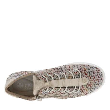 Tennis en cuir multicolores ajourées sur les côtés à semelle plate et à zip - Image 4