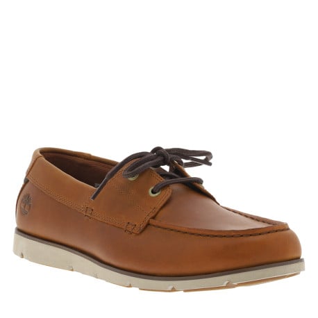 Mocassins en cuir marrons avec le logo à lacets ronds et à semelle plate