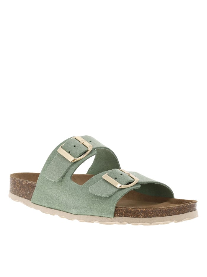 Mules en cuir vertes à...
