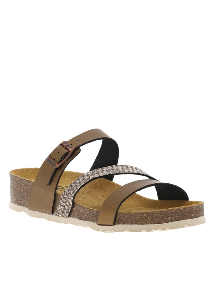 Mules en cuir bronze à...