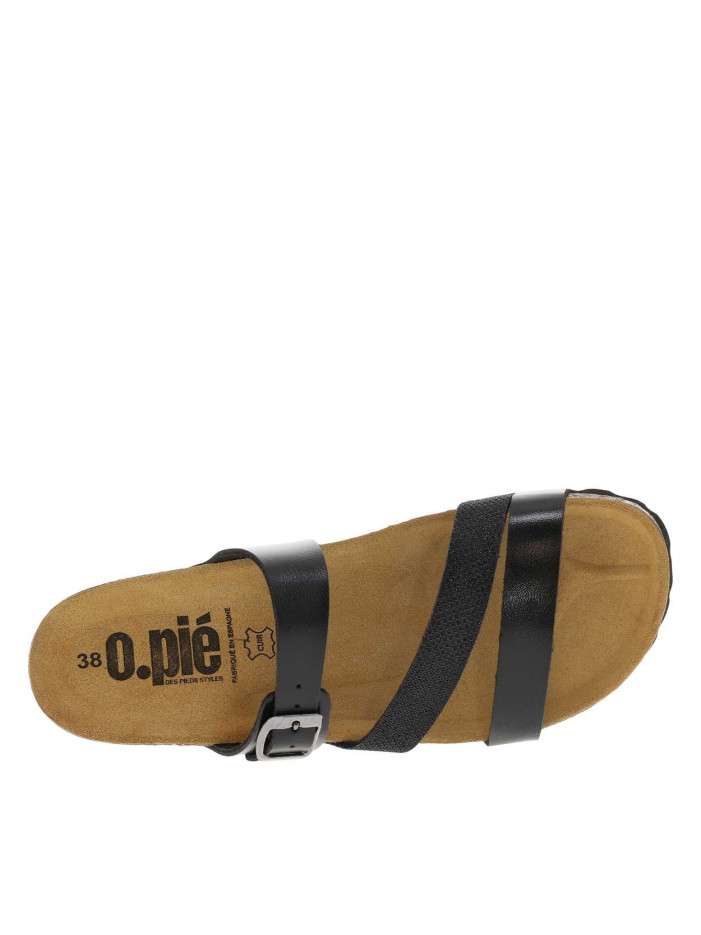 Mules JOEY O En Daim Noir Et Cuir Avec Boucles - Taille US 7.5 Femme - Talon Moyen - Fabriqué En Espagne