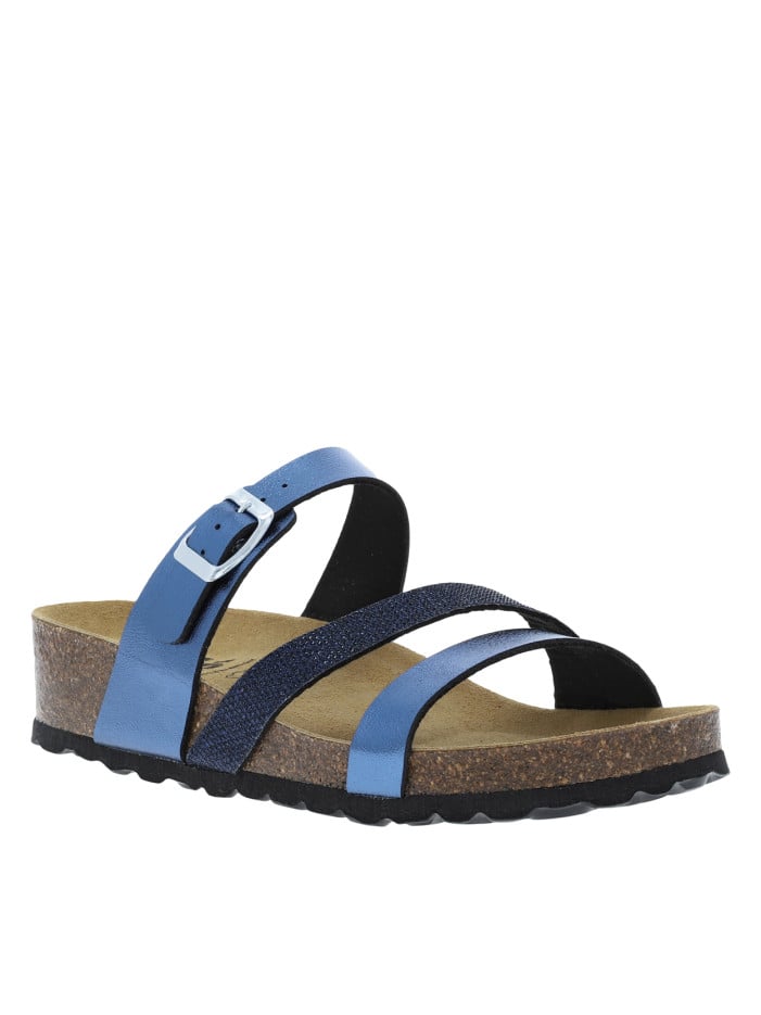 Mules en cuir marine à...