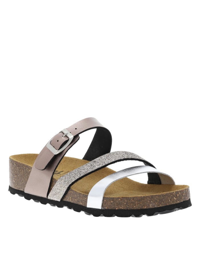 Mules en cuir multicolores...