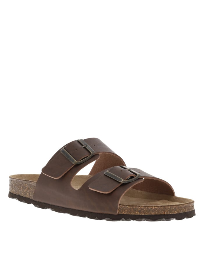 Mules en cuir marron à...