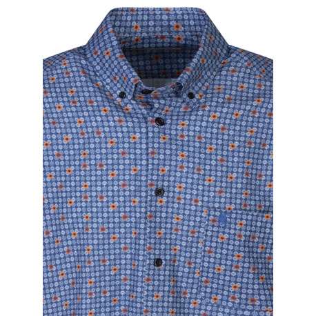 Chemise bleue à coupe droite avec un col américain et manches courtes - Image 3