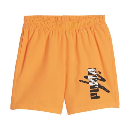 Short de bain orange avec une coupe courte et une ceinture élastiquée