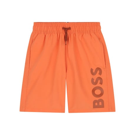 Boxer de bain orange avec logo imprimé avec 2 poches et cordon de serrage