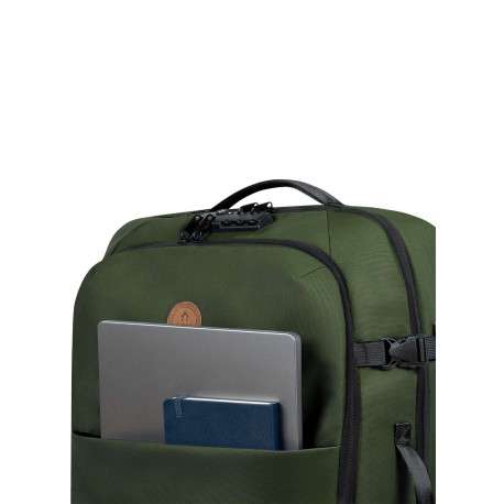 Valise kaki unie souple avec anses et patchs marron de la marque - Image 3