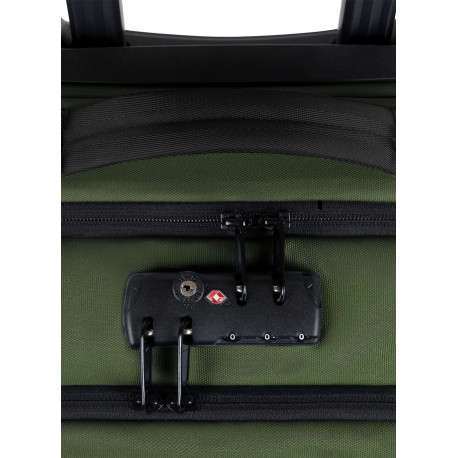 Valise kaki unie souple avec anses et patchs marron de la marque - Image 4
