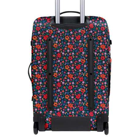 Valise noire à imprimé fleuri avec zips et anses de transport - Image 2