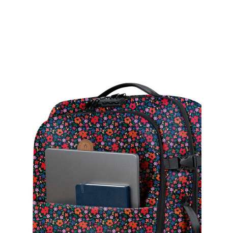 Valise noire à imprimé fleuri avec zips et anses de transport - Image 3