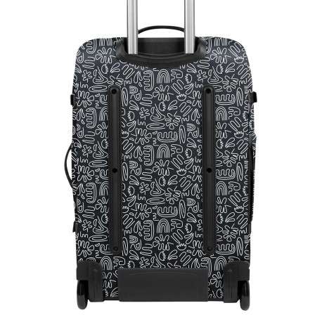 Valise noire à imprimé fleuri façon graffiti blanc et fermetures zippées - Image 2
