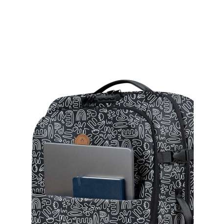 Valise noire à imprimé fleuri façon graffiti blanc et fermetures zippées - Image 3