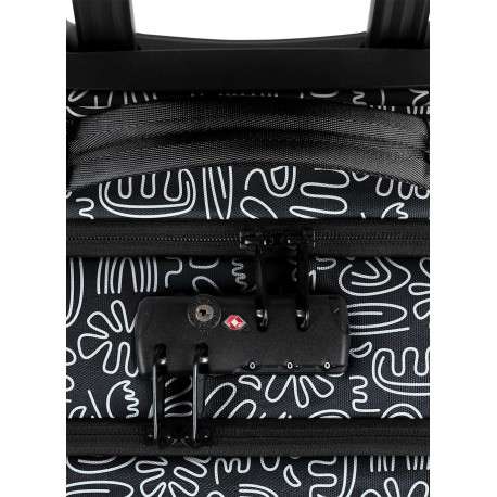 Valise noire à imprimé fleuri façon graffiti blanc et fermetures zippées - Image 4