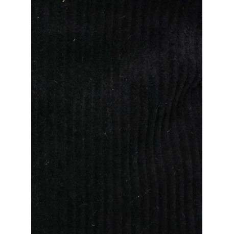 Pochette noire unie en velours côtelé avec fermeture à zip ton sur ton - Image 2