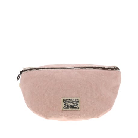 Banane en coton rose unie avec un patch d'authenticité et une fermeture zippée