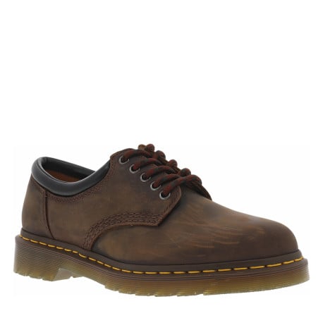 Derbies en cuir marron à talon décroché bas et à lacets ronds multicolores