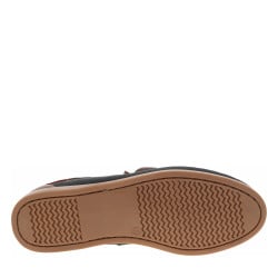 Mocassins bateau en cuir bleus marine et marrons à talon décroché bas