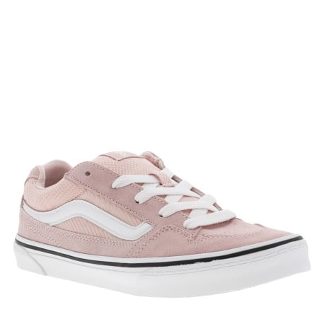 Baskets roses en daim avec des empiècements en filet et à lacets plats blancs