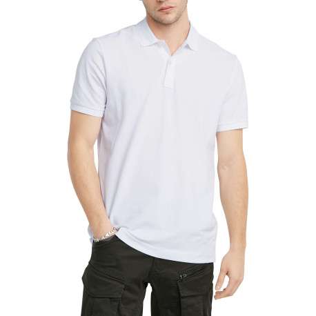 Polo en coton blanc uni avec une coupe droite et un col boutonné
