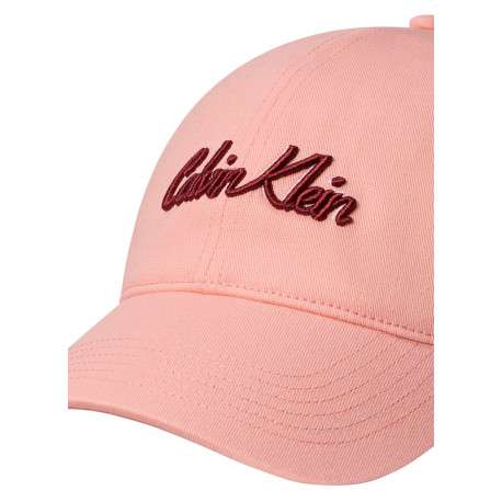 Casquette en coton rose unie avec fermeture strapback avec logo bordeaux - Image 3
