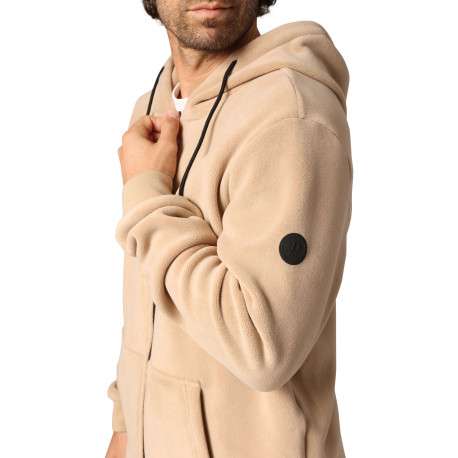 Sweat camel en maille polaire à capuche et cordon de serrage - Image 3