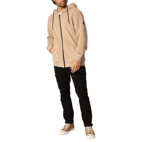 Sweat camel en maille polaire à capuche et cordon de serrage - Image 4
