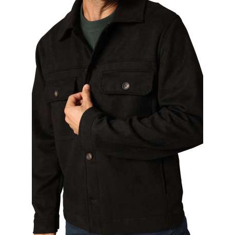 Chemise noire unie à coupe droite avec un col chemise et des manches longues - Image 3