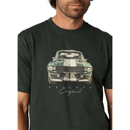 T-shirt en coton vert avec un imprimé fantaisie et des manches courtes - Image 3