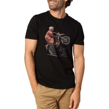 T-shirt en coton noir avec un imprimé fantaisie et des manches courtes