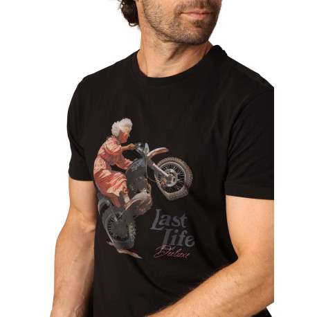 T-shirt en coton noir avec un imprimé fantaisie et des manches courtes - Image 3