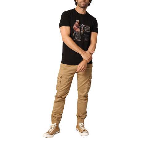 T-shirt en coton noir avec un imprimé fantaisie et des manches courtes - Image 4