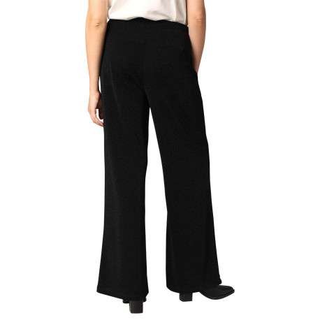 Pantalon noir uni avec deux poches plaquées et une coupe évasée - Image 2