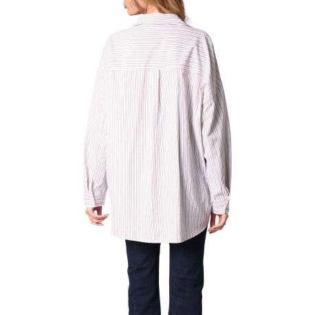 Chemisier multicolore rayé pourvu d'un col chemise et de manches longues - Image 2