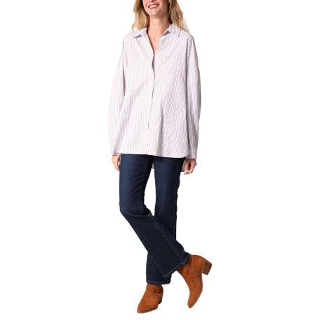 Chemisier multicolore rayé pourvu d'un col chemise et de manches longues - Image 4