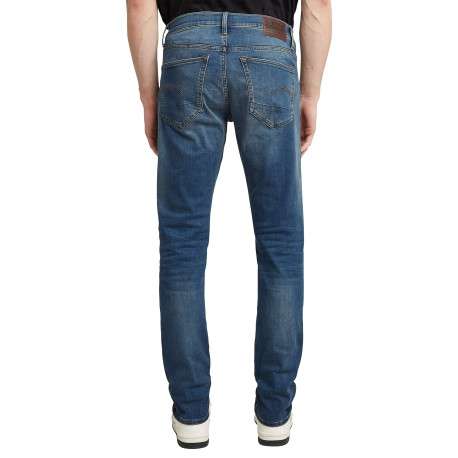 Jean en coton bleu avec une coupe slim et des passants pour ceinture - Image 2