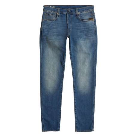 Jean en coton bleu avec une coupe slim et des passants pour ceinture - Image 4