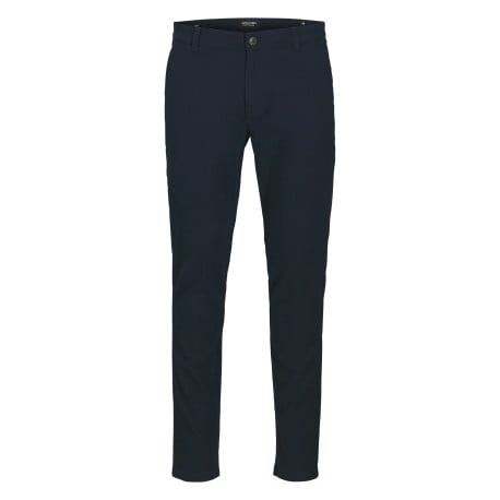 Pantalon marine Chino Marco Bowie en coton à motifs en chevrons et à coupe slim