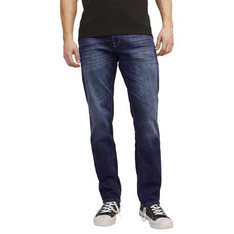 Jean 5 poches Clark en coton indigo délavé avec une coupe droite - Image 3