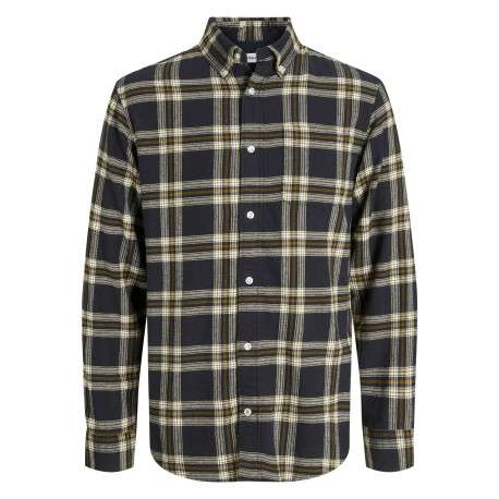 Chemise en coton noire à carreaux en flanelle avec coupe droite et col américain